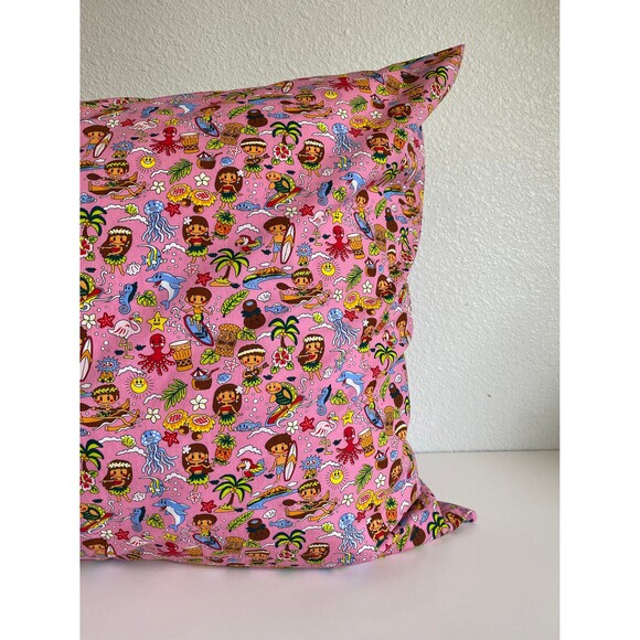 Keiki Summer Pattern Pink Pillowcase | Handmade | 100% Cotton - Picture 2 of 4